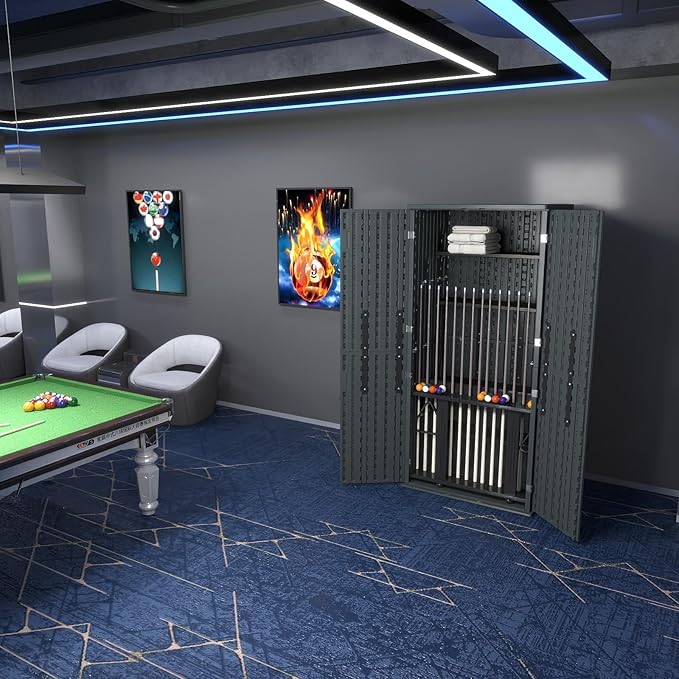 30 Cubic Ft. Vertical Resin Outdoor Storage Shed with Lockable Double Doors,Tall Storage Cabinet with 4 Shelves, Weather-Resistant Multi-Wall Panels,Storage Shed for Patio, Garden, Yard, Grey