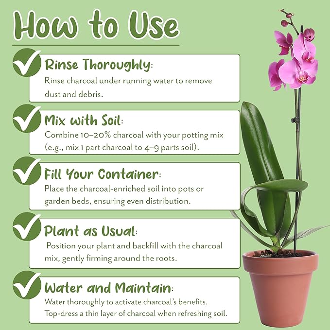 Horticultural Charcoal for Indoor Plants (12 Quarts), Hardwood Soil Additive for Orchids, Terrariums, and Gardening