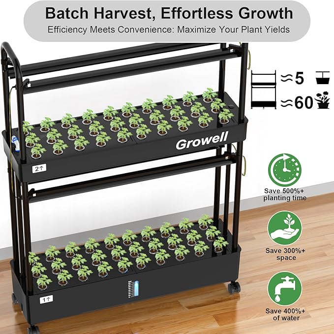 Hydroponics Growing System Kit, 60 Pods Vertical Indoor Garden with LED Grow Light, Auto Circulating Water System & WiFi Smart Plug, Indoor Gardening System for Vegetable Fruit Herb