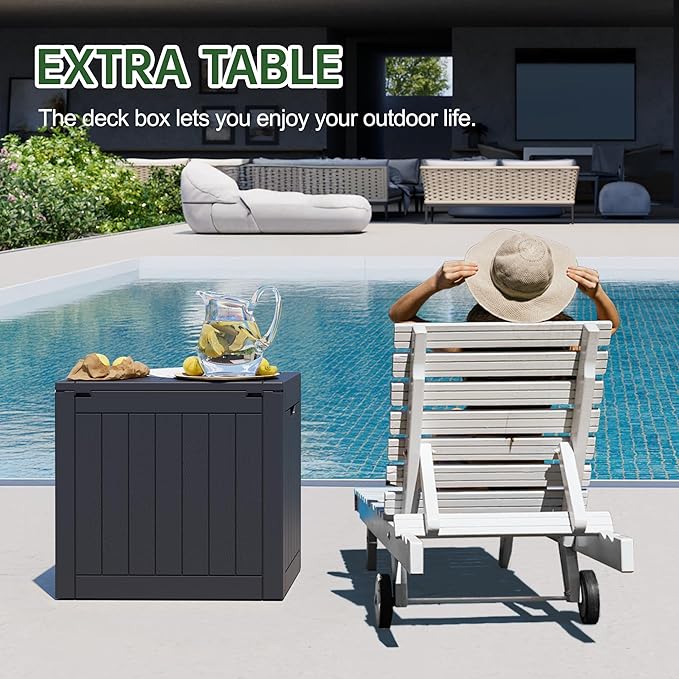 32 Gallon Resin Outdoor Storage Box 2 Pack Waterproof Deck Box for Patio Cushions, Garden Tools, Pool Accessories,Backyard Storage Bin,Black