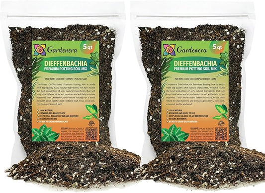 Gardenera Premium DIEFFENBACHIA Potting Soil Mix - Ideal for Growing Robust and Healthy Dieffenbachia - 10 Quart