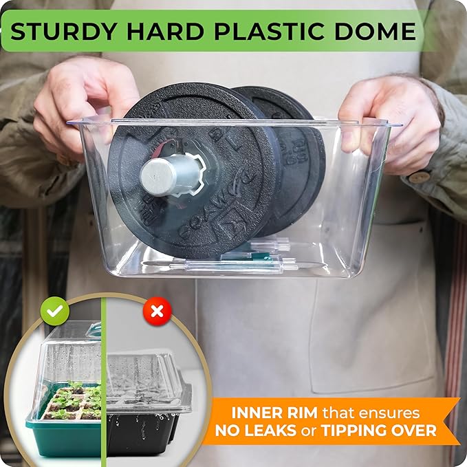 CARPATHEN Seed Starter Tray - Seed Starting Tray with Hard Plastic Humidity Dome and 48 Peat Pots for Seedlings - Plant Germination Trays Plant Starter Kit and Base Mini Greenhouse Germination Kit