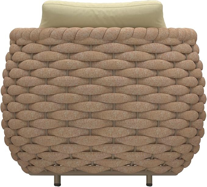 TWT Aluminum Outdoor Patio Furniture Set, 4 Textilene Armchairs Modern Outdoor Conversation Set Outdoor Single Sofa with Upgrade Cushion and Coffee Table for Balcony, Light Brown