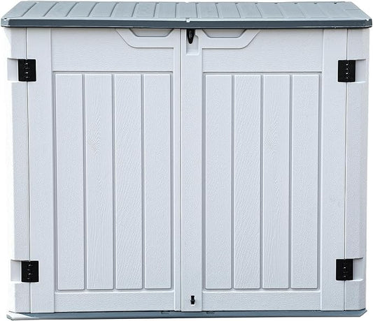 DWVO Outdoor Weather-Resistant Horizontal Storage Shed, 35 Cu Ft Capacity, Lockable and Waterproof, Suitable for Storing Garden Tools, Light Gray