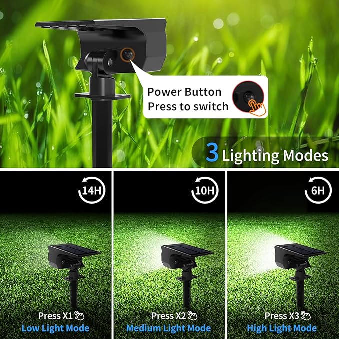 Solar Spot Lights Outdoor 6 Pack, [46 LED/3 Modes] Solar Landscape Spotlights Waterproof, 2-in-1 Auto On/Off Solar Powered Lights for Outside Yard Garden Wall Pathway(Cool White)