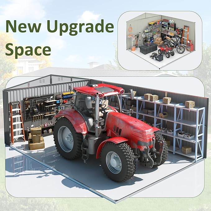 12x18 FT Outdoor Storage Shed, Garden Shed with Updated Frame Structure and Lockable Doors, Metal Tool Sheds for Backyard Garden Patio Lawn,Black