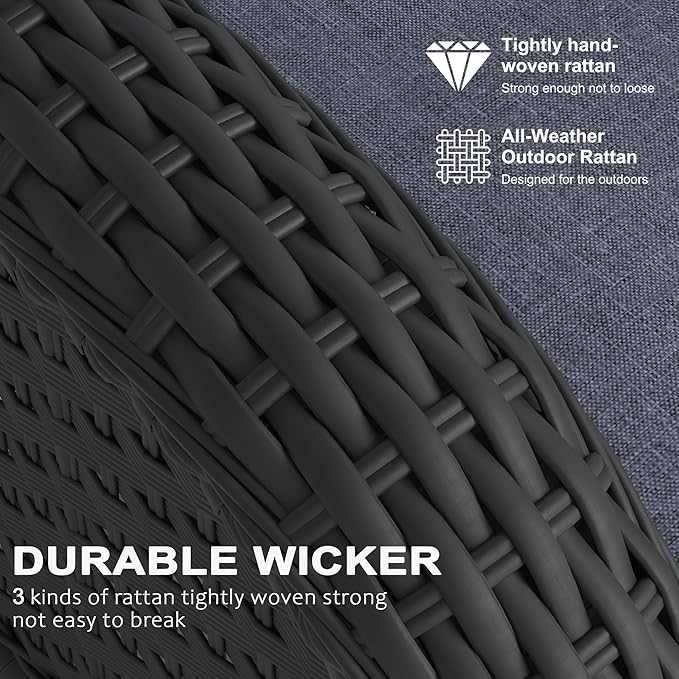 LayinSun 10 Pieces Outdoor Patio Furniture Set with Fire Pit Table, Rattan Wicker Sectional Swivel Rocker Chairs Sets