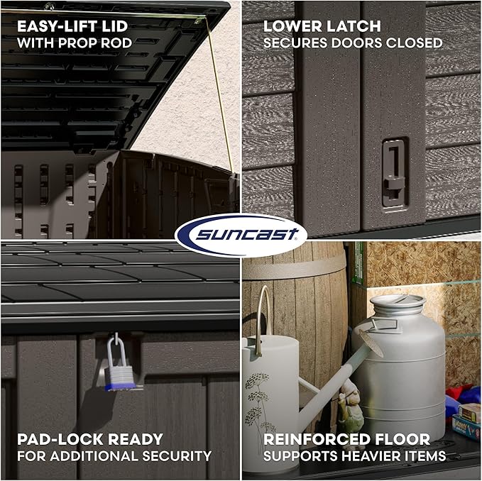 Suncast Outdoor Storage Shed for Backyard and Garden, Horizontal, 4' x 2.5', Stoney Grey - Portable Utility Deck and Cabinet for Tools, Equipment, and Garbage