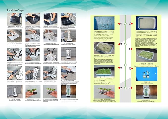 Hydroponic Growing Tower System Kit, 40-Plant Vertical Hydroponics Garden Tower with LED Grow Light, for Outdoor Indoor Herbs Fruits Vegetables Smart Garden Planter Kit