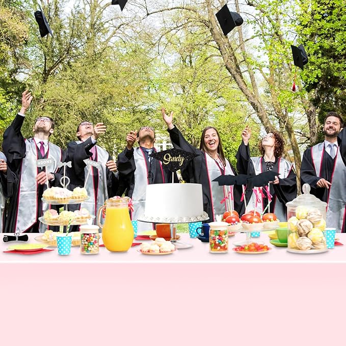 3 Pack Rectangular Disposable Light Pink Tablecloth, Light Pink Plastic Table Cloths for Parties Disposable, 54x108 in Waterproof Tablecloth for Birthday Party Baby Shower Picnic Valentines