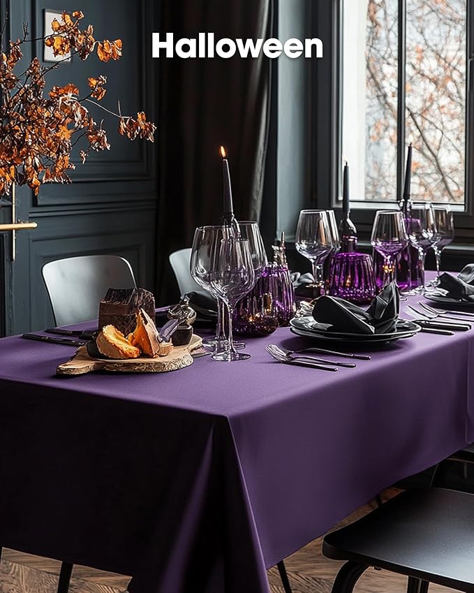 Pureegg Plastic Table Cloth Disposable 8 Pack, 54 x 108 Inch Table Cloths, Graduation Decorations Class of 2025, Graduation Party Tablecloths, Rectangle, Plastic Cover, Leakproof & Sturdy, Purple