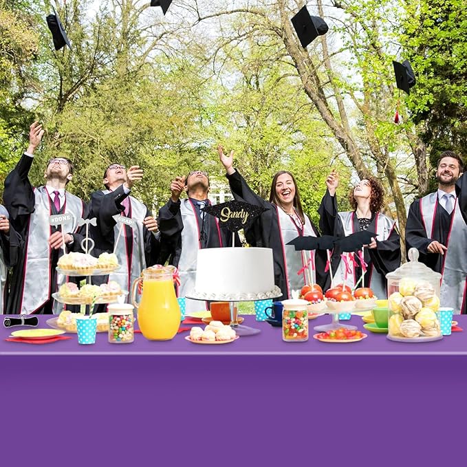 2 Pack Purple Tablecloth, Rectangular Plastic Table Cloths for Parties Disposable, 54x108 in Waterproof Tablecloth for Birthday Party Baby Shower Picnic Valentines