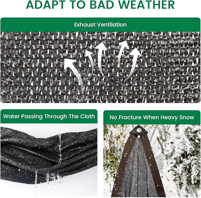 70% 14 X 20 FT Black Shade Cloth, Outdoor Sunblock Shade Cloth with Grommets, Durable Sun Shade Netting Shading Antifreezing for Patio, Garden, Plants Cover, Greenhouse, Barns, Dog Kennel