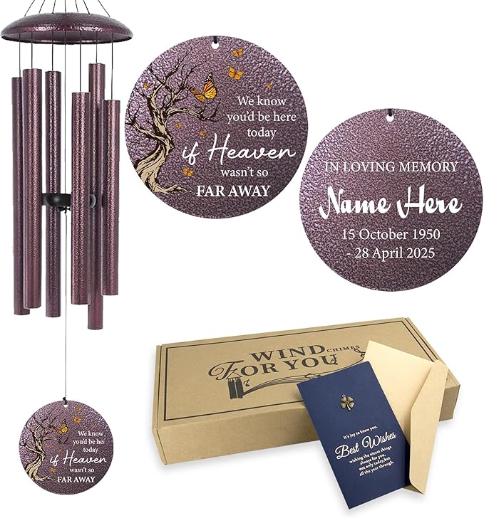 Cardinal Sympathy Wind Chimes Personalized, Windchimes in Memory of a Loved One/Mother, Sympathy Gifts Wind Chimes for Funeral Bereavement Condolences, Memorial Wind Chime