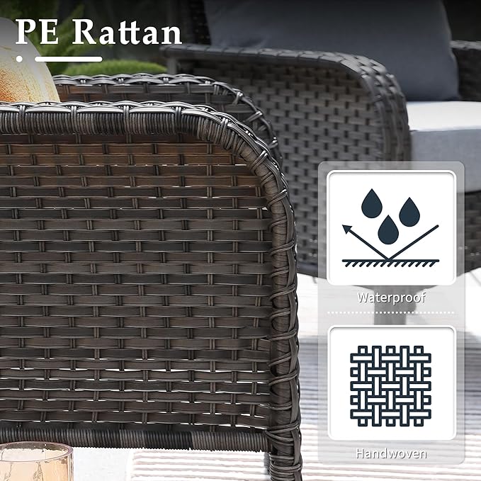 2 Pack Wicker Patio Furniture Chairs,Outdoor Rattan Chairs with Armrest Support 250 lb,Beige