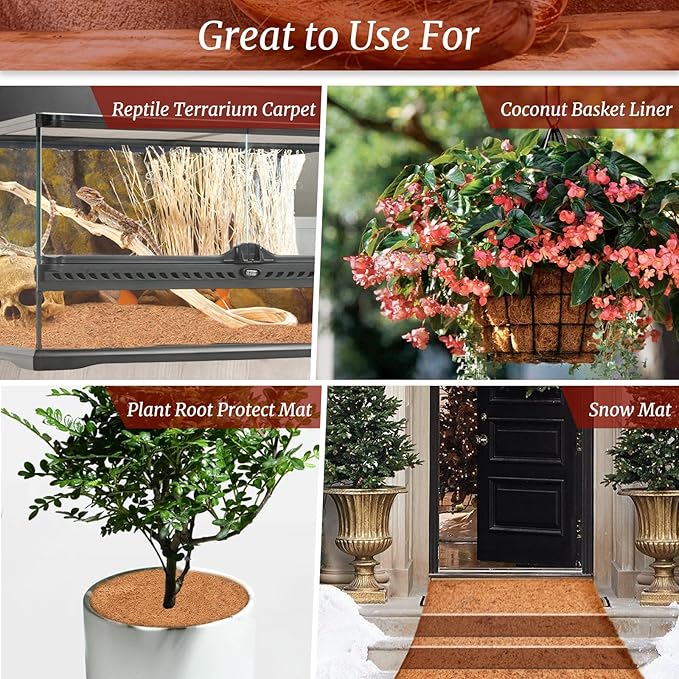 Riare 1 Pack 16 × 80 Inch No-Slip Ice and Snow Carpet Mats- Natural Coconut Fiber Carpet Anti-Slip Coir Mat for Winter Walkways Front Door Stairs Porch Outdoor Garden Patio Safe &Stable Walking