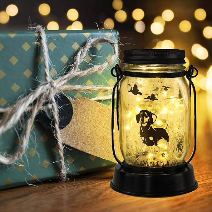 kyoryuger Dachshund Dog Solar Lanterns, Gifts for Women/Men, Weiner Dog Mom Gifts, Unique Birthday Gifts for Dachshund Lover, Garden Decoration Outside for Yard, Patio,Backyard,Porch