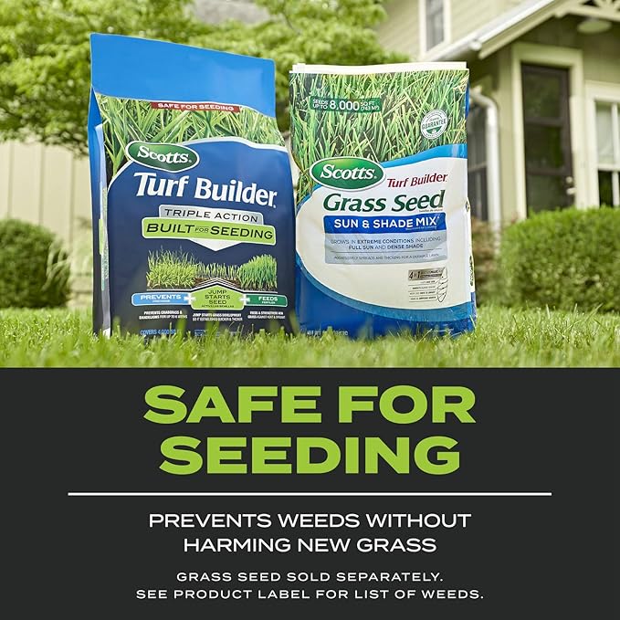 Scotts Turf Builder Triple Action Built For Seeding, Weed Preventer and Fertilizer for New Lawns, 4,000 sq. ft., 17.2 lbs.