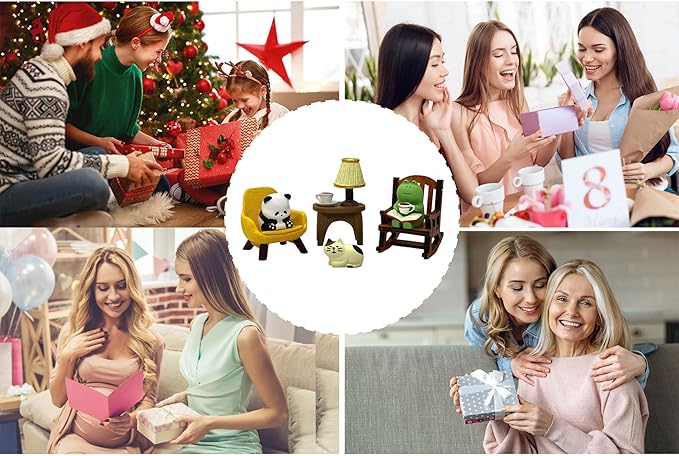 Miniature Frog Figurines, Cute Frog Desk Accessories for Desk Decor, Funny Gifts for Garden Decor, Mini Resin Animal Garden Statues (Multi-Animal)