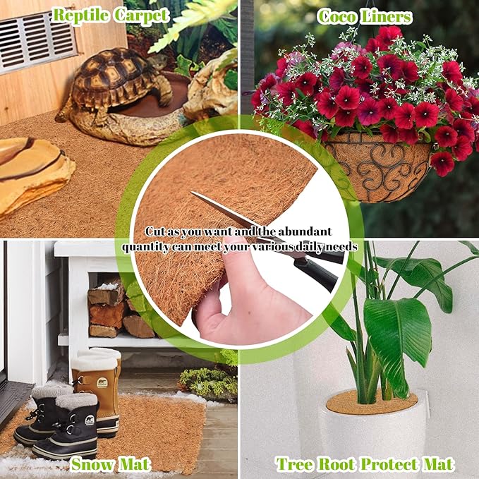 Riare 3 Pack 16 × 118 Inch No-Slip Ice and Snow Carpet Mats- Natural Coconut Fiber Carpet Anti-Slip Coir Mat for Winter Walkways Front Door Stairs Porch Outdoor Garden Patio Safe &Stable Walking