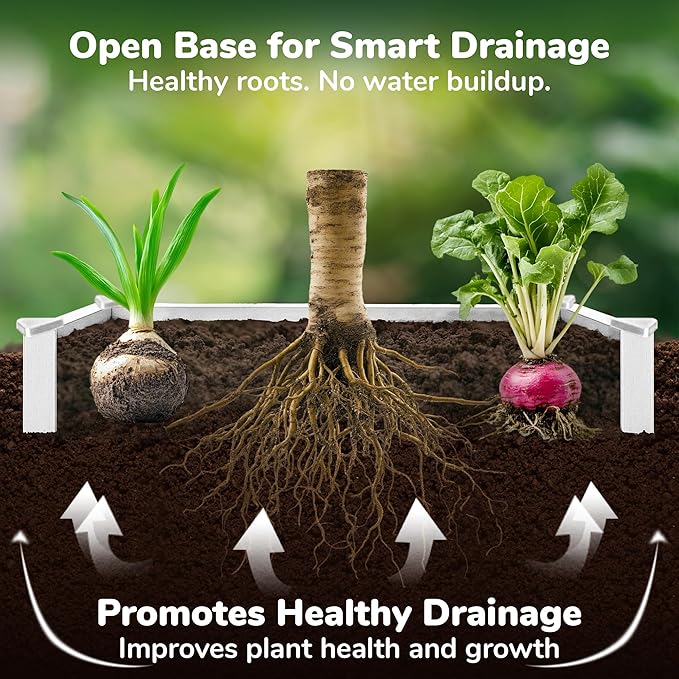 Raised Garden Bed - 4x4 ft Planter Box - White HDPE - No Tools Needed - DIY Kit for Urban Gardening, Flowers, Herbs & Vegetables - Made in The USA