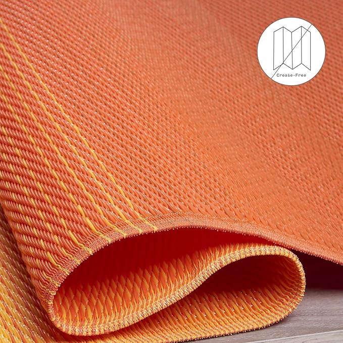 Fab Habitat Outdoor Rug - Waterproof, Fade Resistant, Crease-Free - Premium Recycled Plastic - Ombre - Patio, Porch, Deck, Balcony - Big Sur - Sunset - 5 x 8 ft