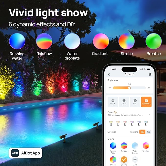 Linkind Smart Solar Lights Outdoor SL5 with Motion Sensor, APP Control Color Changing Spot Lights Outdoor, Halloween Decorations, IP65 Landscape Lighting for Yard, Garden (4 Pack with hub)