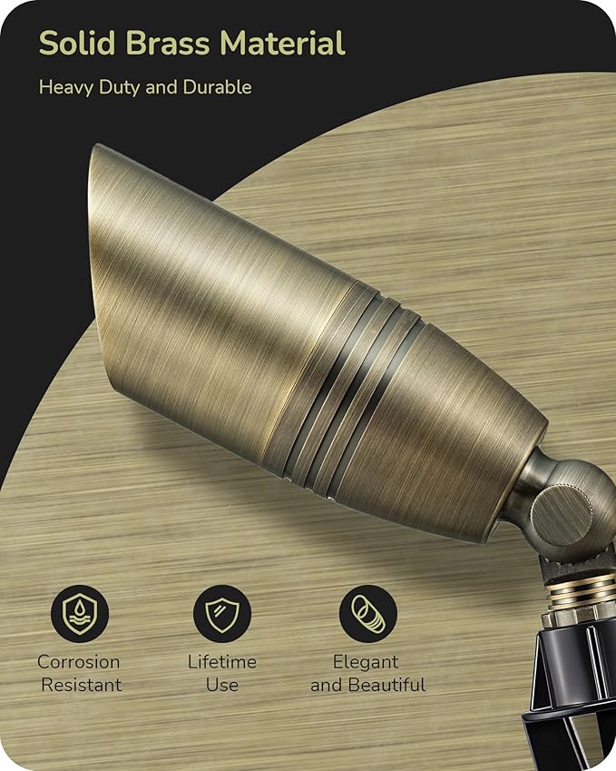 EDISHINE Solid Brass Landscape Spotlights Outdoor, 3CCT MR16 Bulb Included,Bronze Heavy Duty landscape lighting, 12V Low Voltage LED Landscape Lights, Outdoor Lighting for House Yard Lawn Tree, 6 Pack