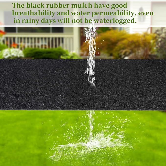 uyoyous Black Rubber Mulch Mat Roll, 8' x 2' Recycled Mulch Walkway Pathway, Permanent Garden Barrier Edging Border Mat, for Landscaping Outdoor