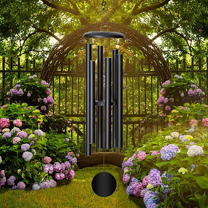 45'' Wind Chimes Outdoor,Memorial Wind Chime, Large Wind Chimes for Outside Deep Tone, Sympathy Gifts. Black