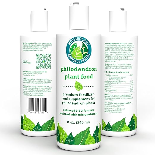 Philodendron Fertilizer – Liquid Plant Food for Strong Roots, Healthy Growth & Lush Foliage | 3-3-3 NPK Formula with Sea Kelp, Humic & Fulvic Acid | Essential Nutrients for Tropical Houseplants | 8 oz
