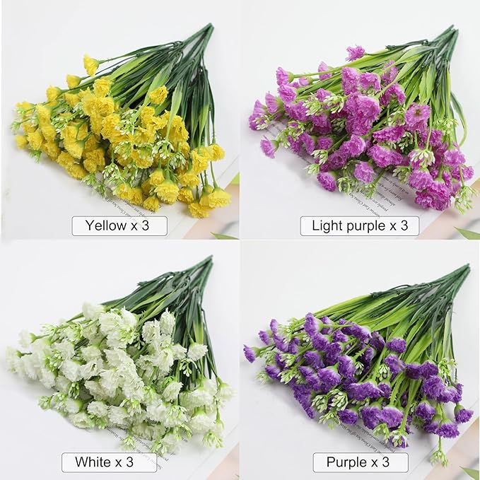16pcs Outdoor Artificial Flowers UV Resistant Fake Flowers Bulk Artificial Flowers for Decoration Faux Silk Flowers for Garden Porch Window Box Hanging Planter Decorating