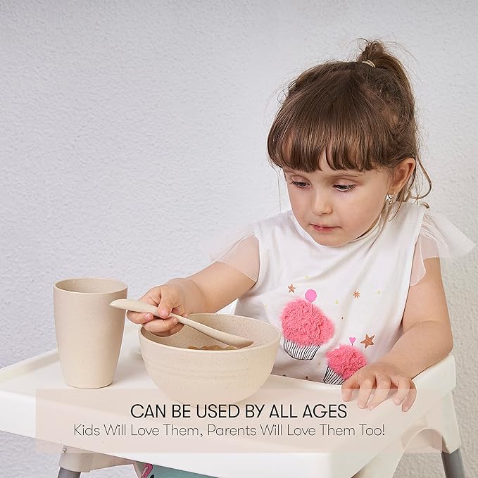 Wheat Straw Dinnerware Sets | Unbreakable Dinnerware Sets | Dishwasher Microwave Safe Dinnerware | Eco Friendly Non Breakable Dinnerware Sets | RV Outdoor Camping (Beige, Service for 4 (28 pcs))