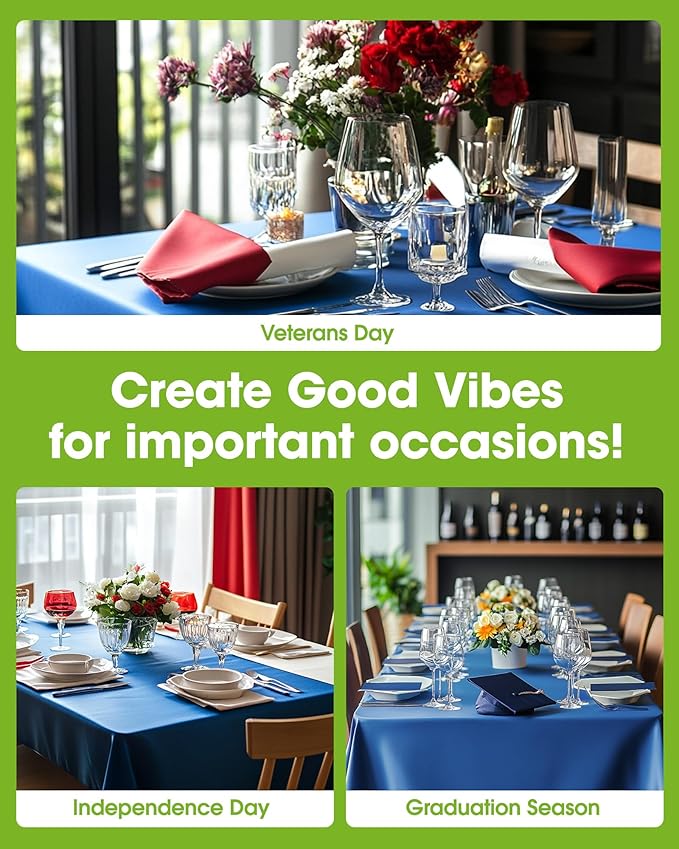 Pureegg Plastic Table Cloth Disposable 8 Pack, 54 x 108 Inch Table Cloths, Graduation Decorations Class of 2025, Graduation Party Tablecloths, Rectangle, Plastic Cover, Leakproof & Sturdy, Blue