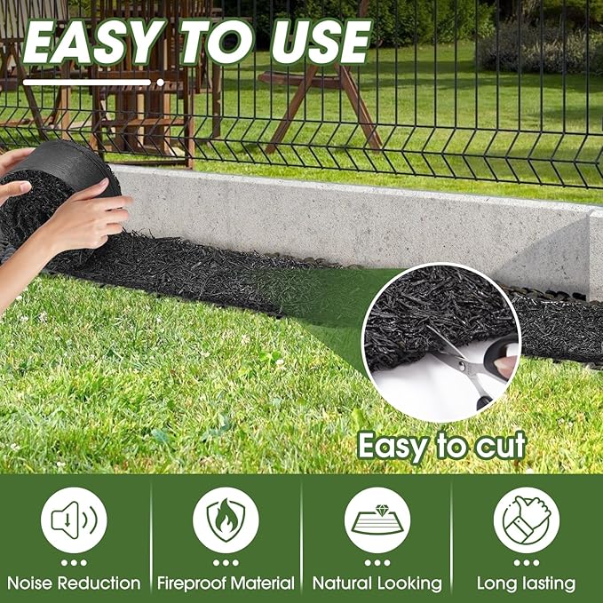 Recycled Rubber Mulch for Landscaping, Mulch Mat Roll Permanent Walkway Pathway for Outdoor Black-140"L X5.5" W-1 Pack (1)