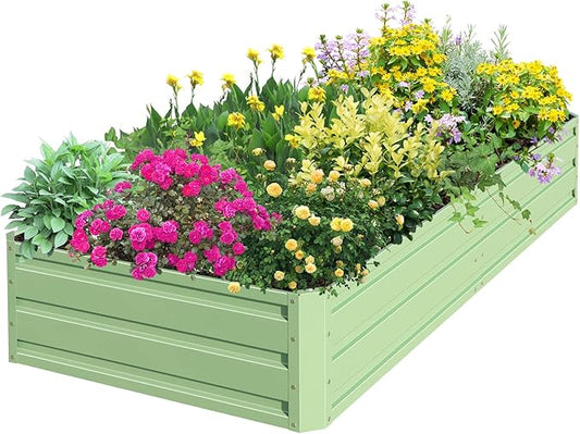 SnugNiture Galvanized Raised Garden Bed 8x4x1FT Outdoor Large Metal Planter Box Steel Kit for Planting Vegetables, Flowers