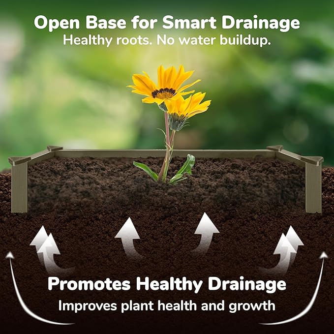 Raised Garden Bed - 1x1 ft Planter Box - Weathered Wood HDPE - No Tools Needed - DIY Kit for Urban Gardening, Flowers, Herbs & Vegetables - Made in The USA - 2 Pack