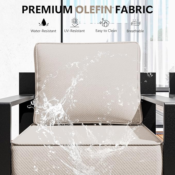 Aluminum Outdoor Swivel Rocker Patio Chairs Set of 2, All-Weather Metal Outdoor Chair with 6 Inch Thick Cushions, Deep Setting for Garden, Outside and Porch