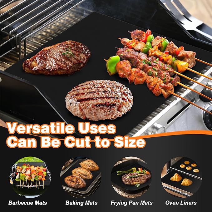 5PCS Grill Mats for Outdoor Grill – Non-Stick BBQ Mats, Reusable Heat Resistant Grill Mat for Gas, Charcoal & Electric Grill Accessories