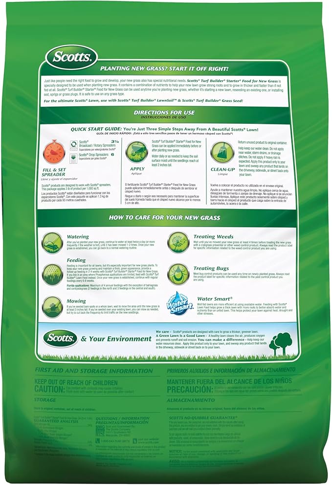 Scotts Turf Builder Starter Fertilizer for New Grass, Use When Planting Seed, 5,000 sq. ft., 15 lbs.