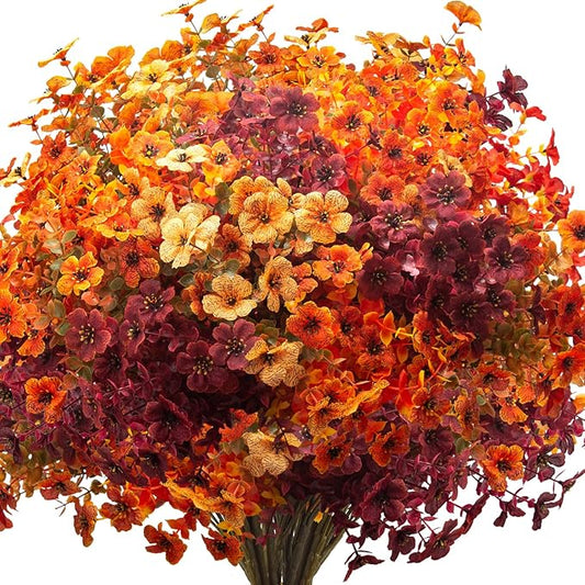 16 Bundles Artificial Fall Flowers Outdoor UV Resistant Faux Daisy, Colorful No Fade Autumn Decor for Front Door Porch Patio Yard Balcony Thanksgiving Christmas (Fall Mix)