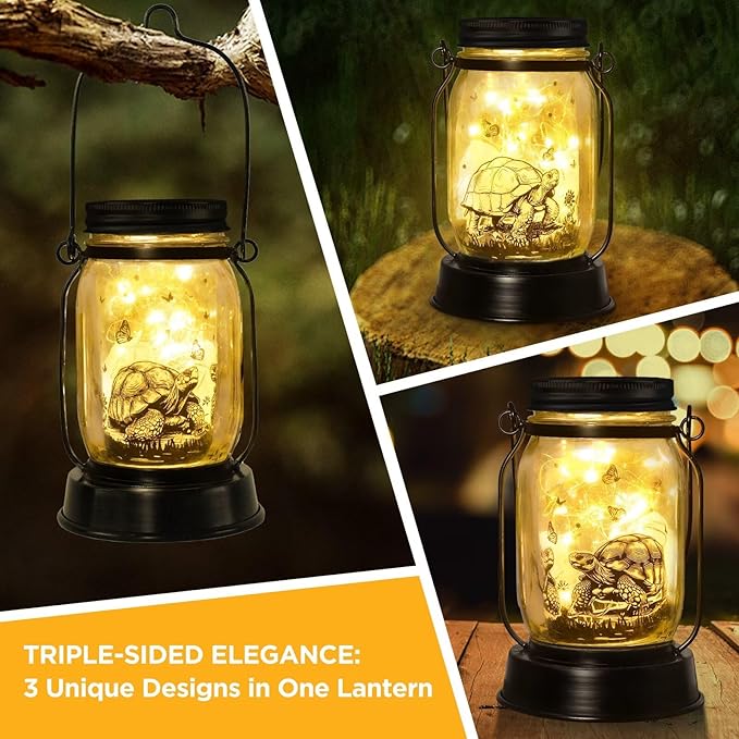 kyoryuger Tortoise Gifts for Women/Men Turtle Lovers Solar Lantern Mom Birthday, Mothers Day, Turtle Solar Garden Decoration Outside for Yard, Patio,Backyard,Porch, Torches