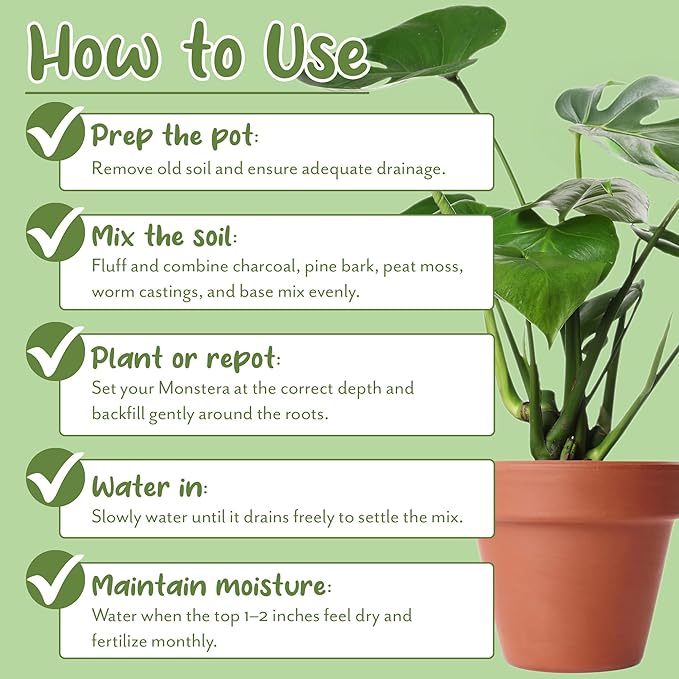 Monstera Houseplant Potting Soil Mix (8 Quarts), Custom Blend for Growing and Repotting