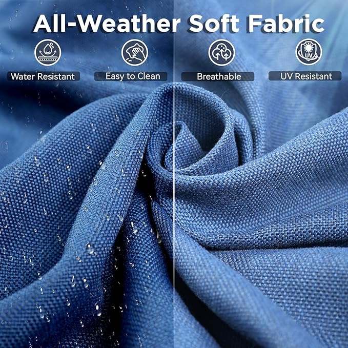 3 Pieces Patio Furniture Sets-All Weather Outdoor Sectional Patio Sofa with Multifunctional Ottomans Thicken Cushion Patio Conversation Set for Deck Porch Balcony(Brown/Blue)