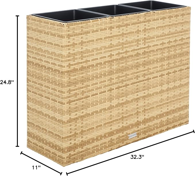 SAFAVIEH Outdoor Collection Rita Natural Woven Rectangular Flower Rack