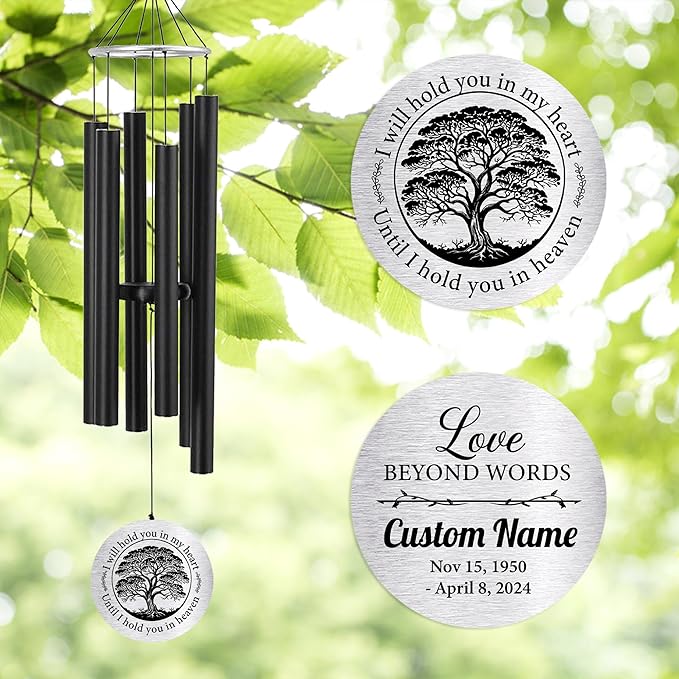 Personalized 36" Bereavement Wind Chimes for Outside, Memorial Gift in Remembrance of a Loved One, Sympathy Gift for Loss of Mother Father Husband, Garden Patio Decor