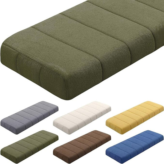 Wenqik Bench Cushion 42x16x4 Inch for Indoor Outdoor Furniture Tufted Thicken Bay Window Seat Cushion Non Slip Waterproof Dining Piano Bench Pad Pillow Anti Cat Scratch for Patio Porch Swing, Green