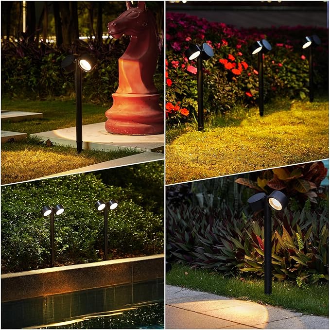 4 Pack Bright Solar Lights Outdoor, Adjustable 8-Head Pathway Light Solar Powerd, 3X Larger Lighting Area & 1200mAh, 18 LED Garden Lighting for Outside Landscape Yard Walkway Lawn Patio
