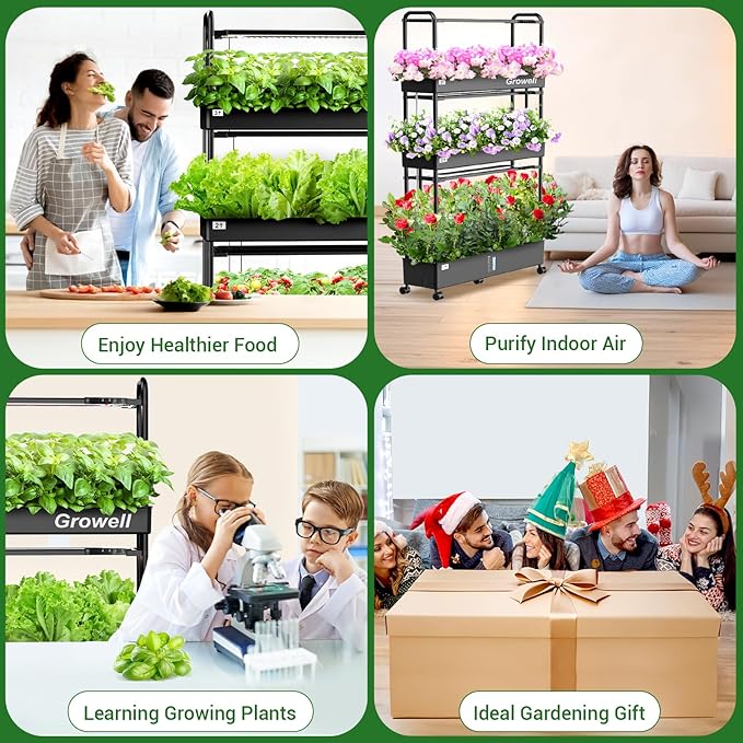 Large Hydroponics Growing System Kit, 90 Pods Vertical Hydroponic Garden with 2 Light Modes Grow Light, Auto Circulating Water System, 40L Indoor Gardening System for Herb Vegetable Fruit