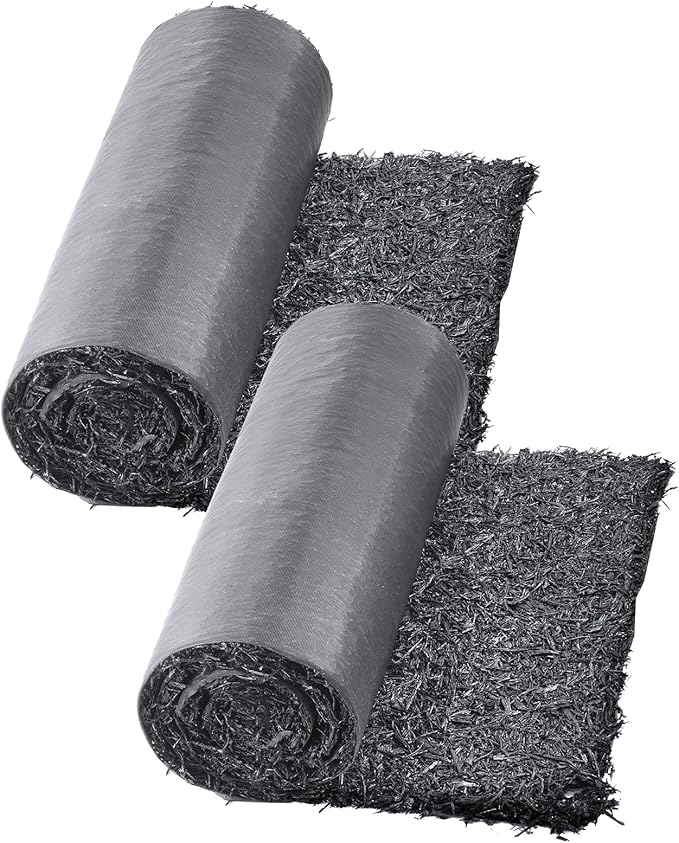 VEVOR 2-Pack Recycled Rubber Mulch Mat Roll,Permanent Mulch Walkway Pathway,Garden Edging Border for Plants, Vegetables & Flower Garden Barrier, Black Rubber Mulch for Landscaping Outdoor 8' x 2'